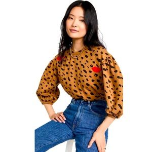 Clare V. Cheetah print puff sleeve - xsmall